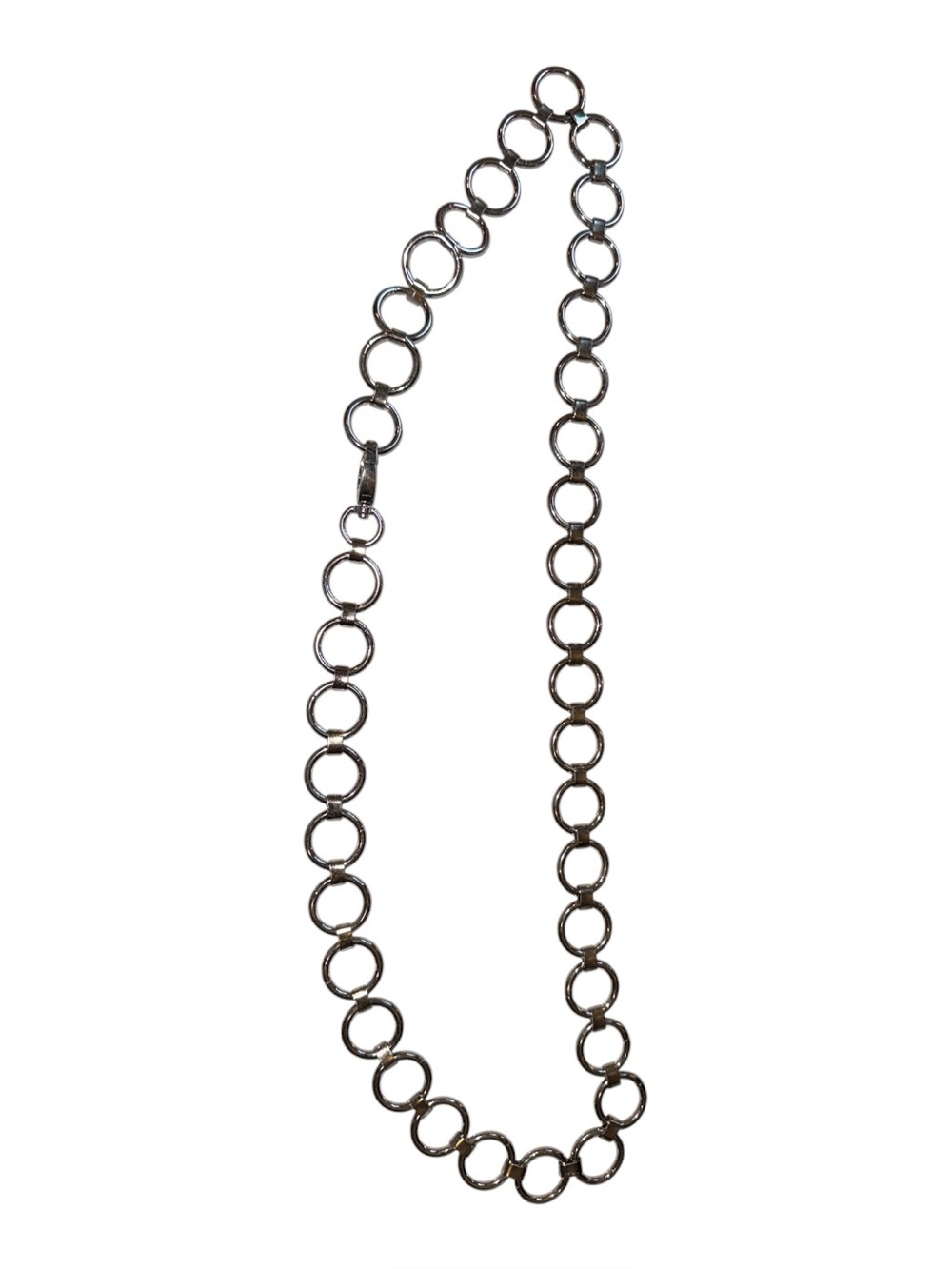 Silver Tone O Ring Chain Belt Adjustable Y2K Grunge Punk Waist Hip Belt 42”
